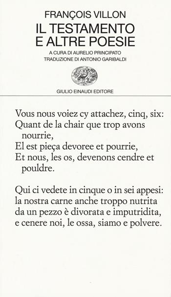 Il testamento e altre poesie - François Villon - Libro Einaudi 2015, Collezione di poesia | Libraccio.it