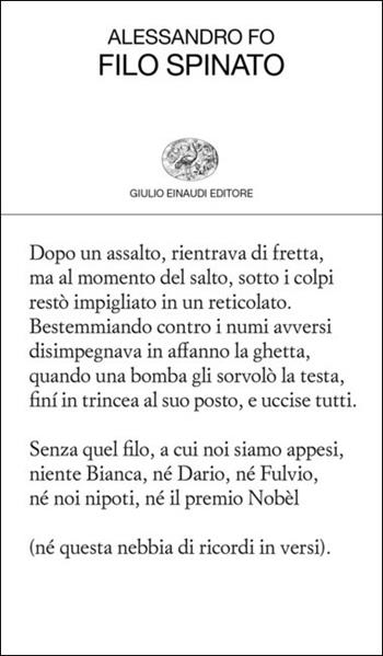 Filo spinato - Alessandro Fo - Libro Einaudi 2021, Collezione di poesia | Libraccio.it