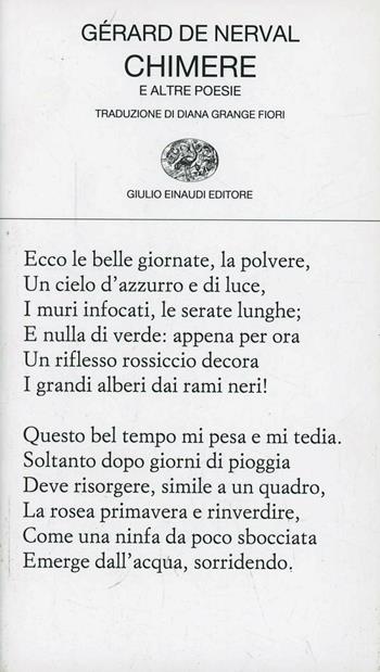Chimere e altre poesie - Gérard de Nerval - Libro Einaudi 1997, Collezione di poesia | Libraccio.it