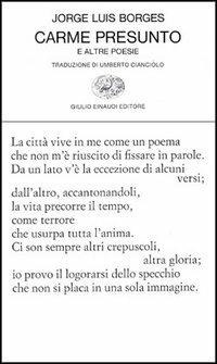 Carme presunto e altre poesie - Jorge L. Borges - Libro Einaudi 1997, Collezione di poesia | Libraccio.it