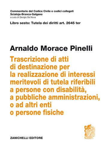 Art. 2645 TER. Trascrizione di atti di destinazione per la realizzazione di interessi meritevoli di tutela riferibili a persone con disabilità, a pubbliche amministrazioni, o ad altri enti o persone fisiche - Arnaldo Morace Pinelli - Libro Zanichelli 2017, Commentario del codice civile | Libraccio.it