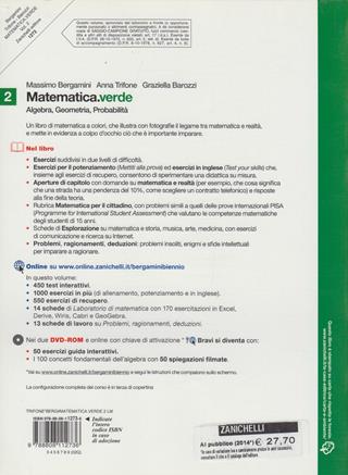 Matematica.verde. Algebra. Geometria. Probabilità. Con espansione online. Vol. 2 - Massimo Bergamini, Anna Trifone, Graziella Barozzi - Libro Zanichelli 2010 | Libraccio.it