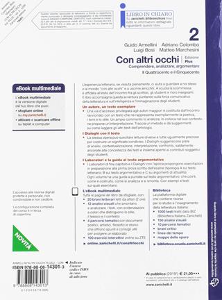 Con altri occhi Plus. Comprendere, analizzare, argomentare. Con e-book. Con espansione online. Vol. 2: Dal Quattrocento al Cinquecento - Guido Armellini, Adriano Colombo, Luigi Bosi - Libro Zanichelli 2019 | Libraccio.it