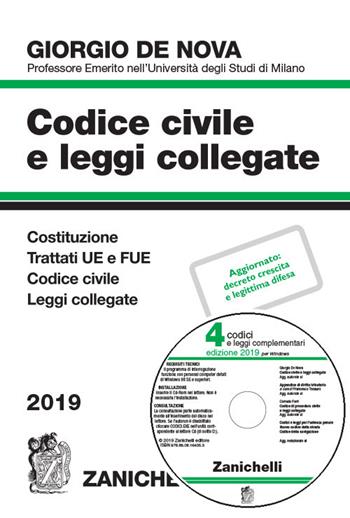 Codice civile e leggi collegate. Con CD-ROM - Giorgio De Nova - Libro Zanichelli 2019 | Libraccio.it