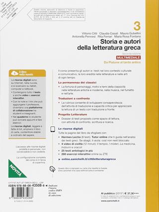 Storia e autori della letteratura greca. Con e-book. Con espansione online. Vol. 3: Da Platone al tardo antico - Vittorio Citti, Claudia Casali, Maura Gubellini - Libro Zanichelli 2015 | Libraccio.it