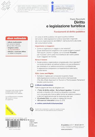 Diritto e legislazione turistica. Fondamenti di diritto pubblico. - Paolo Ronchetti - Libro Zanichelli 2017 | Libraccio.it