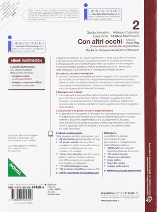 Con altri occhi Plus. Comprendere, analizzare, argomentare. Ediz. rossa. Con e-book. Con espansione online. Vol. 2: Dal tardo Cinquecento al primo Ottocento - Guido Armellini, Adriano Colombo, Luigi Bosi - Libro Zanichelli 2019 | Libraccio.it