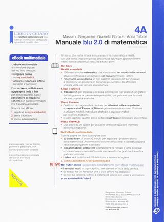 Manuale blu 2.0 di matematica. Vol. A-B. Per le Scuole superiori. Vol. 4 - Massimo Bergamini, Graziella Barozzi, Anna Trifone - Libro Zanichelli 2017 | Libraccio.it