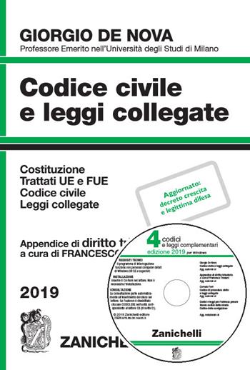 Codice civile e leggi collegate. Con CD-ROM - Giorgio De Nova - Libro Zanichelli 2019 | Libraccio.it
