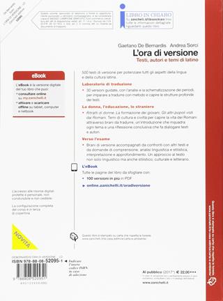 L'ora di versione. Testi, autori e temi di latino. Con aggiornamento online - Gaetano De Bernardis, Andrea Sorci - Libro Zanichelli 2017 | Libraccio.it