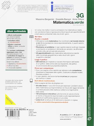 Matematica.verde. Vol. 3G. Con Contenuto digitale per accesso on line - Massimo Bergamini, Anna Trifone, Graziella Barozzi - Libro Zanichelli 2016 | Libraccio.it