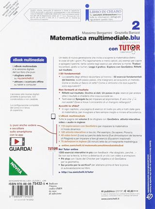 Matematica multimediale.blu. Con Tutor. Con espansione online. Vol. 2 - Massimo Bergamini, Graziella Barozzi - Libro Zanichelli 2019 | Libraccio.it