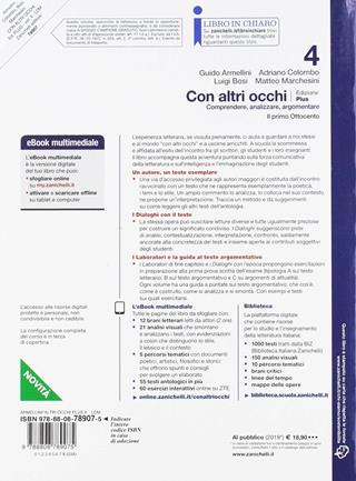 Con altri occhi Plus. Comprendere, analizzare, argomentare. Con e-book. Con espansione online. Vol. 4: Il primo Ottocento - Guido Armellini, Adriano Colombo, Luigi Bosi - Libro Zanichelli 2019 | Libraccio.it