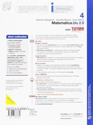 Matematica.blu 2.0. Tutor. Con aggiornamento online. Vol. 4 - Massimo Bergamini, Graziella Barozzi, Anna Trifone - Libro Zanichelli 2017 | Libraccio.it