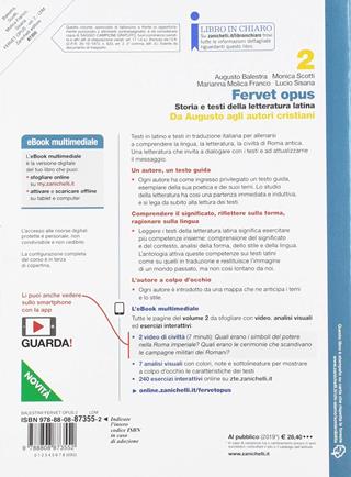 Fervet opus. Storia e testi della letteratura latina. Per i Licei. Con e-book. Con espansione online. Vol. 2: Da Augusto agli autori cristiani - Augusto Balestra, Monica Scotti, Marianna Molica Franco - Libro Zanichelli 2019 | Libraccio.it