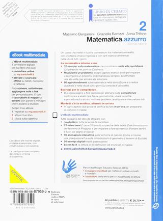 Matematica.azzurro. Con aggiornamento online. Vol. 2: Algebra, geometria, probabilità - Massimo Bergamini, Anna Trifone, Graziella Barozzi - Libro Zanichelli 2017 | Libraccio.it