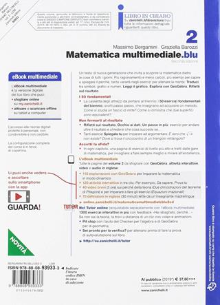 Matematica multimediale.blu. Vol. 2 - Massimo Bergamini, Graziella Barozzi - Libro Zanichelli 2019 | Libraccio.it