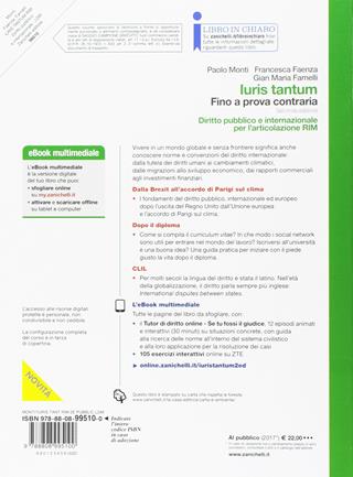 Iuris tantum per l'articolazione RIM. Fino a prova contraria. Diritto pubblico e internazionale per l'articolazione RIM. Per le Scuole superiori. - Paolo Monti, Francesca Faenza - Libro Zanichelli 2017 | Libraccio.it