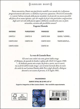 Lectura Dantis. Audiolibro. CD Audio formato MP3 - Carmelo Bene - Libro Giunti Editore 2013, Audiolibri | Libraccio.it