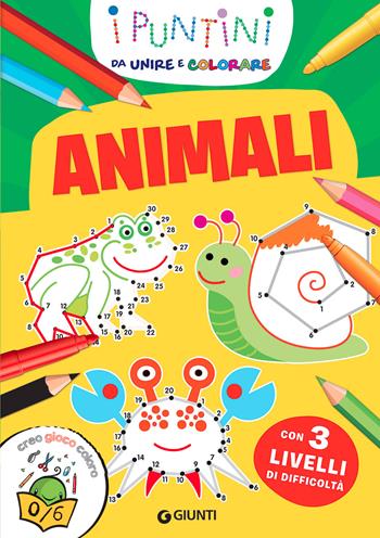 Animali. I puntini da unire e colorare. Con 3 livelli di difficoltà. Ediz. a colori  - Libro Giunti Editore 2022, Coloring | Libraccio.it