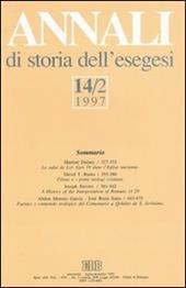 Annali di storia dell'esegesi. Vol. 14/2: 1997