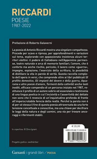 Poesie 1987-2022 - Antonio Riccardi - Libro Garzanti 2022, I grandi libri | Libraccio.it