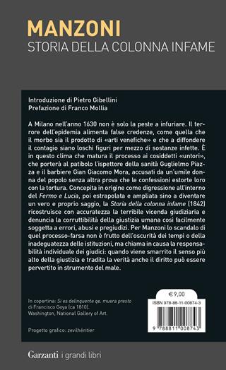 Storia della colonna infame - Alessandro Manzoni - Libro Garzanti 2023, I grandi libri | Libraccio.it
