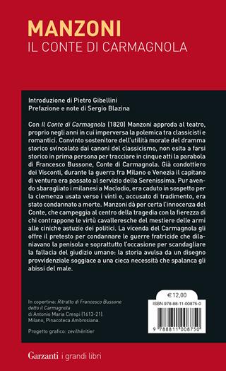 Il conte di Carmagnola - Alessandro Manzoni - Libro Garzanti 2023, I grandi libri | Libraccio.it