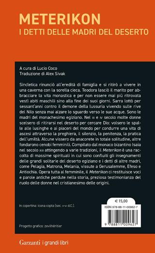 Meterikon. I detti delle madri del deserto  - Libro Garzanti 2024, I grandi libri | Libraccio.it