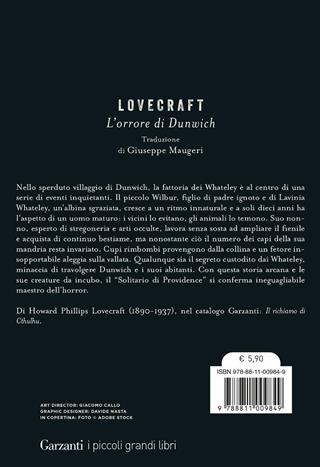 L'orrore di Dunwich - Howard P. Lovecraft - Libro Garzanti 2023, I piccoli grandi libri | Libraccio.it