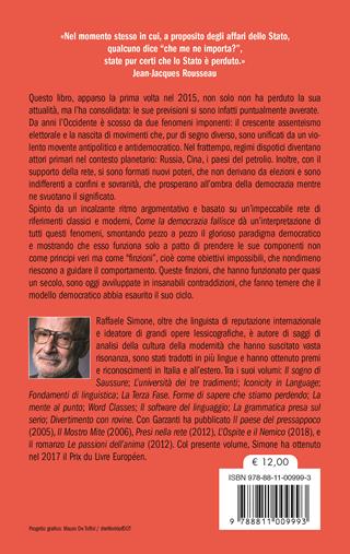 Come la democrazia fallisce - Raffaele Simone - Libro Garzanti 2023, Gli elefanti. Saggi | Libraccio.it