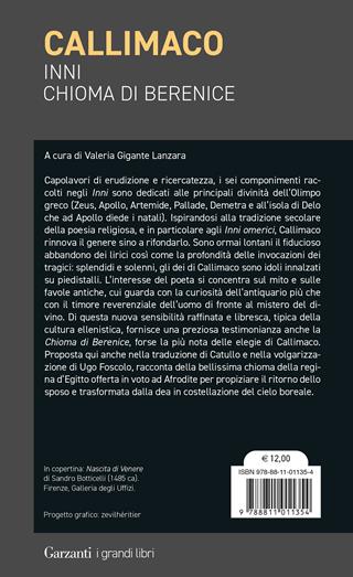 Inni-Chioma di Berenice. Testo greco a fronte - Callimaco - Libro Garzanti 2024, Grandi libri con testo a fronte | Libraccio.it