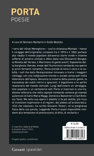 Poesie. Testo originale a fronte - Carlo Porta - Libro Garzanti 2025, Grandi libri con testo a fronte | Libraccio.it