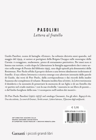 Lettera al fratello - Pier Paolo Pasolini - Libro Garzanti 2025, I piccoli grandi libri | Libraccio.it