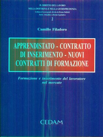 Apprendistato, contratto di inserimento, nuovi contratti di formazione. Formazione e inserimento del lavoratore nel mercato - Camillo Filadoro - Libro CEDAM 2005, Il diritto del lavoro nella dottr. giuris | Libraccio.it