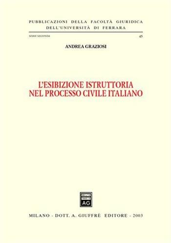 L' esibizione istruttoria nel processo civile italiano - Andrea Graziosi - Libro Giuffrè 2003, Univ. Ferrara-Fac. giuridica | Libraccio.it