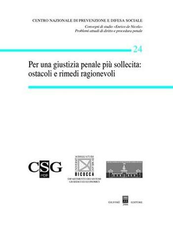 Per una giustizia penale più sollecita: ostacoli e rimedi ragionevoli  - Libro Giuffrè 2006, Centro difesa soc. Conv. studio De Nicola | Libraccio.it