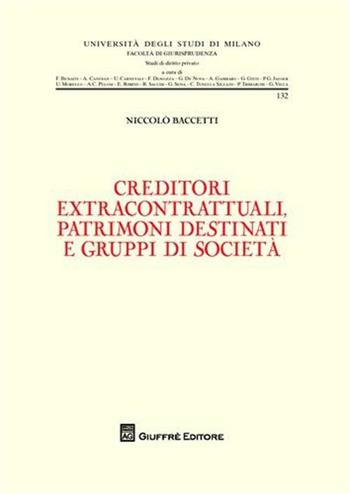Creditori extracontrattuali, patrimoni destinati e gruppi di società - Niccolò Baccetti - Libro Giuffrè 2009, Università degli studi di Milano. Facoltà di giurisprudenza. Studi di diritto privato | Libraccio.it