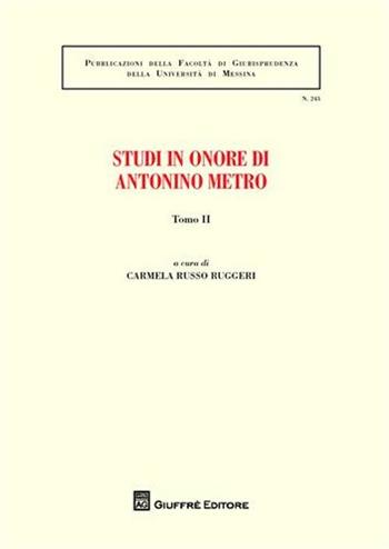Studi in onore di Antonino Metro  - Libro Giuffrè 2010, Associazione studi ricerche parlamentari | Libraccio.it