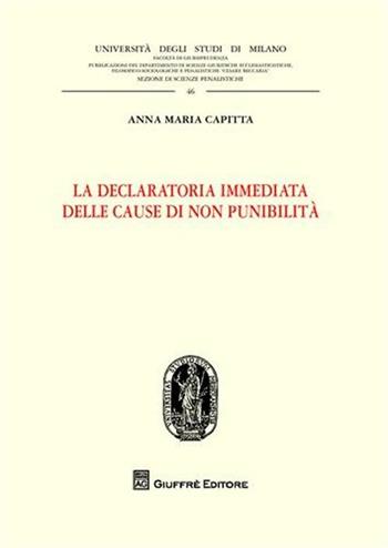 La declaratoria immediata delle cause di non punibilità - Anna M. Capitta - Libro Giuffrè 2010, Univ. Milano-Fac. giur. Ist. dir. eccles. | Libraccio.it