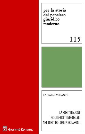 La sostituzione degli effetti negoziali nel diritto comune classico - Raffaele Volante - Libro Giuffrè 2017, Per la storia pensiero giuridico moderno | Libraccio.it