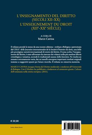 L' insegnamento del diritto (secoli XII-XX)- L'enseignement du droit (XII-XX siècle)  - Libro Il Mulino 2019, Studi e ricerche sull'università | Libraccio.it
