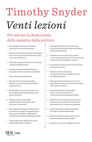 Venti lezioni - Timothy Snyder - Libro Rizzoli 2023, BUR Saggi | Libraccio.it