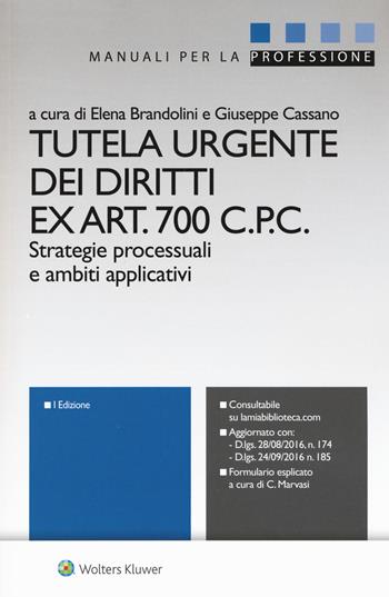 Tutela urgente dei diritti ex art. 700 C.p.c. Strategie processuali e ambiti applicativi. per download e accesso online  - Libro Ipsoa 2017, Manuali professionali | Libraccio.it