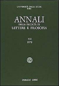 Annali della facoltà lettere e filosofia Università di Bari. Vol. 11  - Libro edizioni Dedalo 1993 | Libraccio.it
