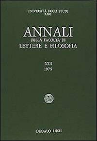 Annali della facoltà lettere e filosofia Università di Bari. Vol. 12  - Libro edizioni Dedalo 1993 | Libraccio.it