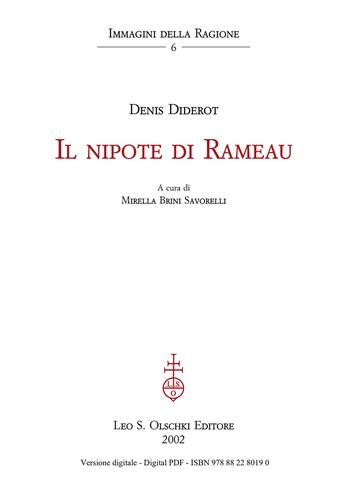 Il nipote di Rameau - Denis Diderot - Libro Olschki 2002, Immagini della ragione | Libraccio.it