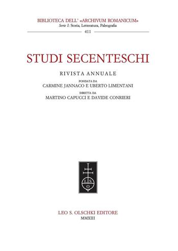 Studi secenteschi (2021). Vol. 62  - Libro Olschki 2021, Biblioteca dell'«Archivum Romanicum». Serie I: Storia, letteratura, paleografia | Libraccio.it