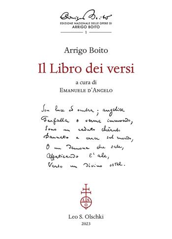 Il libro dei versi - Arrigo Boito - Libro Olschki 2024, Fondazione Giorgio Cini | Libraccio.it