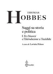 Saggi su storia e politica. I «Tre discorsi» e l'«Introduzione» a Tucidide